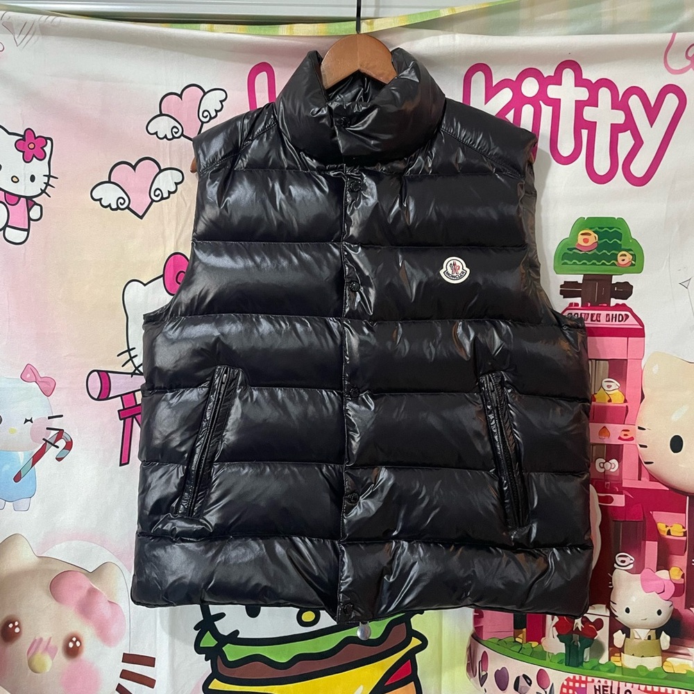 Moncler Black Gloss Quilted Down Vest